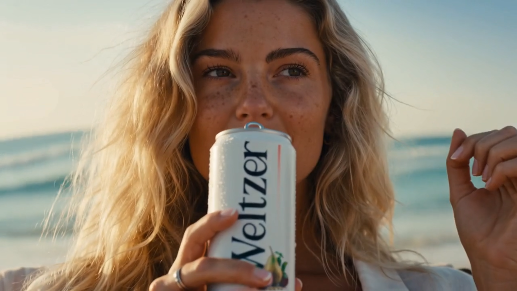 Woman enjoying Weltzer by the ocean